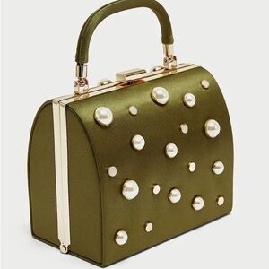 ZARA Beaded Minaudière Clutch/ Crossbody Bag
